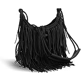 Emprier Vintage Fringe hobo bags for Women Vegan Faux Suede Leather Tassel Crossbody Bag Fringe Purse