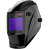 Sunstac Welding Helmet with Auto Darkening Large Viewing Screen 3.94"X3.27" True Color Solar Power, 4 Arc Sensor Wide Shade 4/5-9/9-13 for STICK/MIG/TIG/CUT