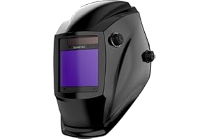 Sunstac Welding Helmet with Auto Darkening Large Viewing Screen 3.94"X3.27" True Color Solar Power, 4 Arc Sensor Wide Shade 4/5-9/9-13 for Stick/MIG/TIG/Cut