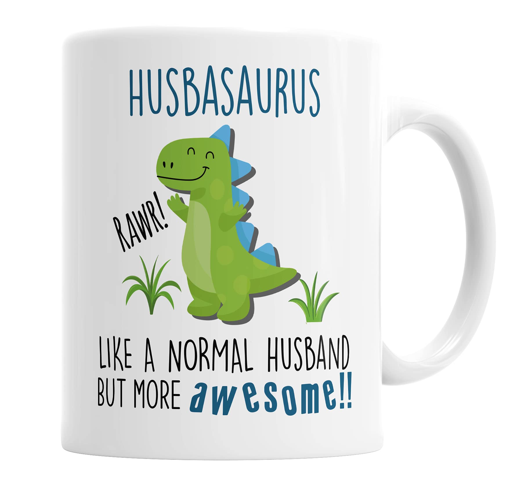 Husbasaurus Mug Husband Dinosaur Cup for Fathers Day Birthday Christmas Funny Mug Present for Hubby