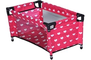 THE NEW YORK DOLL COLLECTION Doll Fold n' Store Pack N' Play - Doll Play Yard with Cute Hearts Design