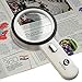 Magnifying Glass with 12 LED Light 20X Handheld, Illuminated Magnifier for Reading, Inspection, Exploring, Hobbies, Seniors, Maps, Macular- White/Black