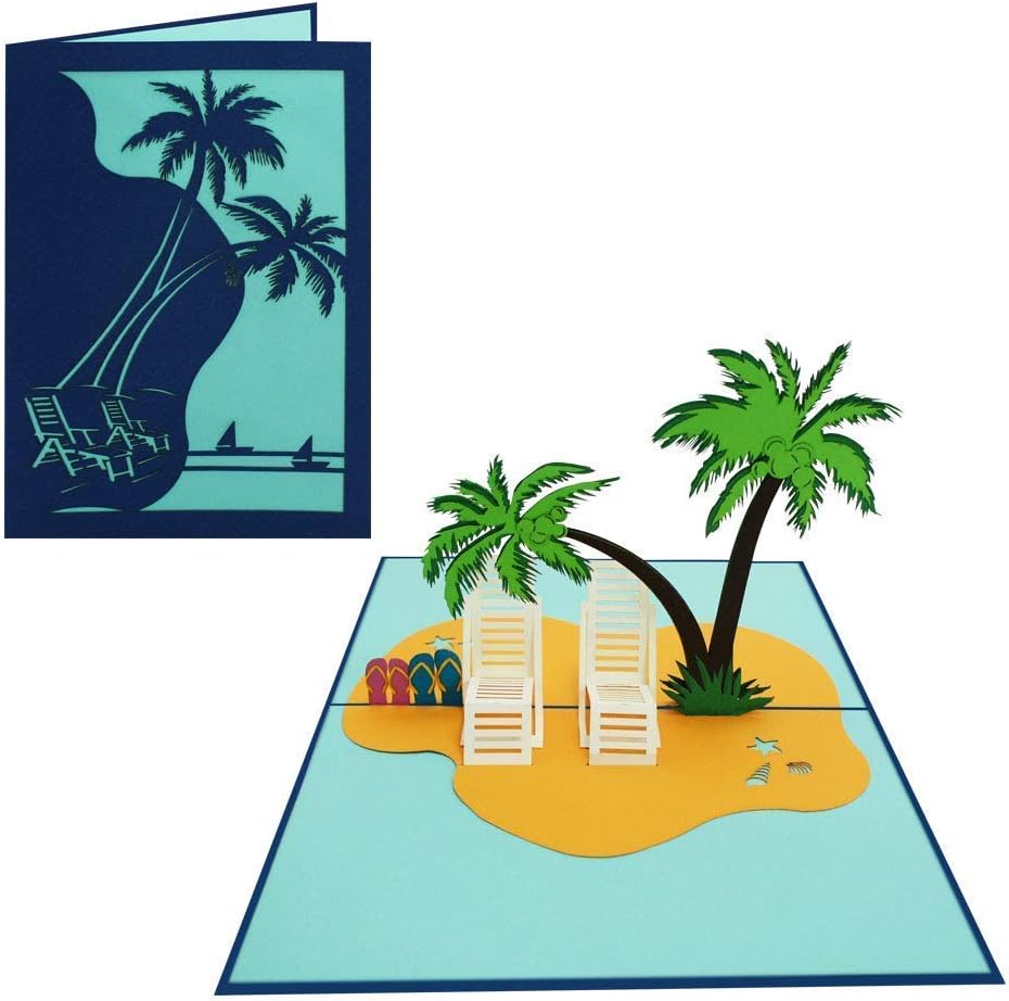 Sweetpopup® 3D Beach Pop-Up Card, Ideal for Birthdays Summer Holidays, Vacations, Honeymoons