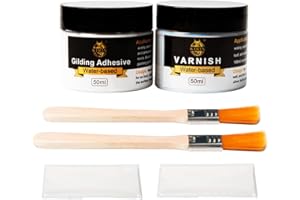 KIRIN Gilding Adhesive, 100ml Epoxy Resin Gold Leaf Adhesive for Professional Craft Use, Water Based Varnish for Protect The Surface of Gold Foil from Oxidating (Brush + Gloves as Gifts)