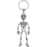 SHIDOW Skull Skeleton Charm Keychain, Silver Full Body Skeleton Pendant, Unique Skull Vintage Keychain for Men and Women