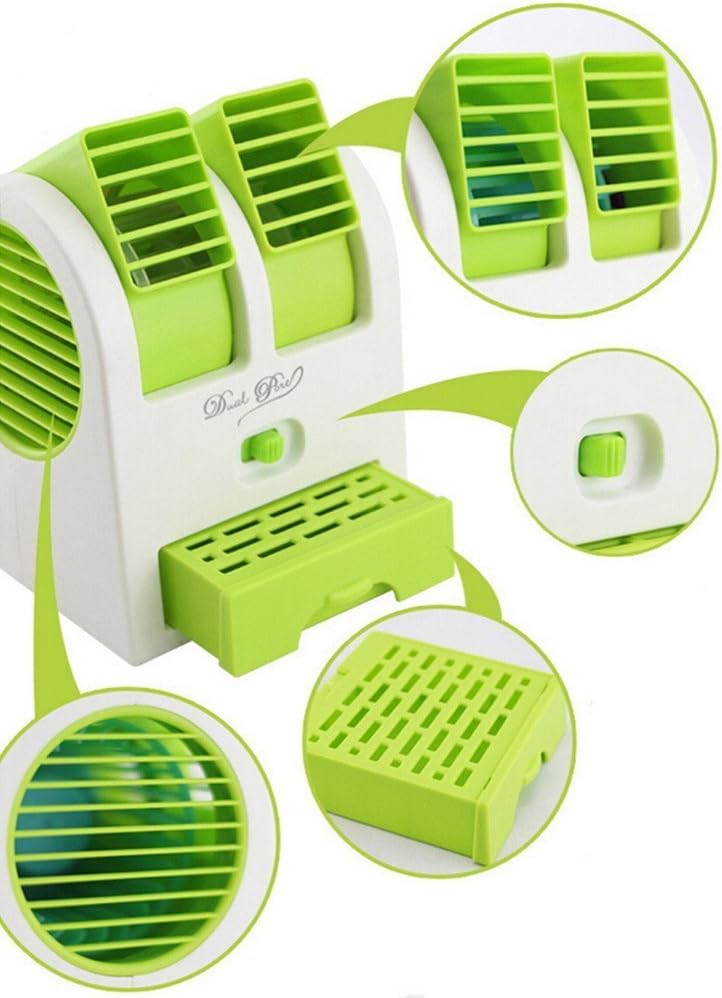 Lucky Shop1234 2016 New Double Layer USB Mini Air Conditioning Blade-less Fan Portable Mini-air Conditioner Perfect for Outdoor office Runs On Batteries Or USB (Blue) - Image 5