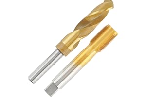 Aceteel 7/8-14 UNF Tap with 20.5mm Drill Bit, Ti-Coated HSS 7/8 X 14 Thread Tap and 13/16 Reduced Shank Twist Drill