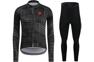 GCRFL Winter Women's Cycling Jersey Sets Thermal Fleece Long Sleeve Bike Jersey + Long Bib Pants, Cycling Set For Women