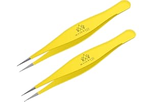 Majestic Bombay Fine Point Tweezers for Women and Men – Splinter Ticks, Facial, Brow and Ingrown Hair Removal–Sharp, Needle N