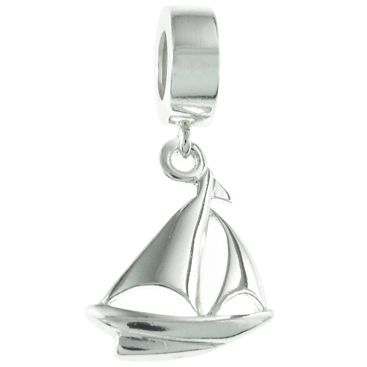Queenberry Sterling Silver Yacht Sailboat European Style Dangle Bead Charm