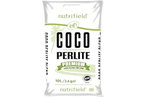 Nutrifield Coco Coir Perlite Mix 10 Liter - 70/30 Blend - Pre Buffered with Calcium, Organic Coconut Coir & Perlite for Plants - Hydroponic, Indoor & Outdoor, Grow Bags & House Plants