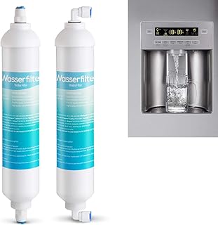 ilauke 2 x Wasserfilter für Samsung Aqua Pure Plus LG AEG Ersatz Externer Kühlschrank Wasser Filter mit 4x 1/4"Universal Anschlussset