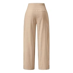 JIOEEH Linen Pants Leg Prints Pants for White