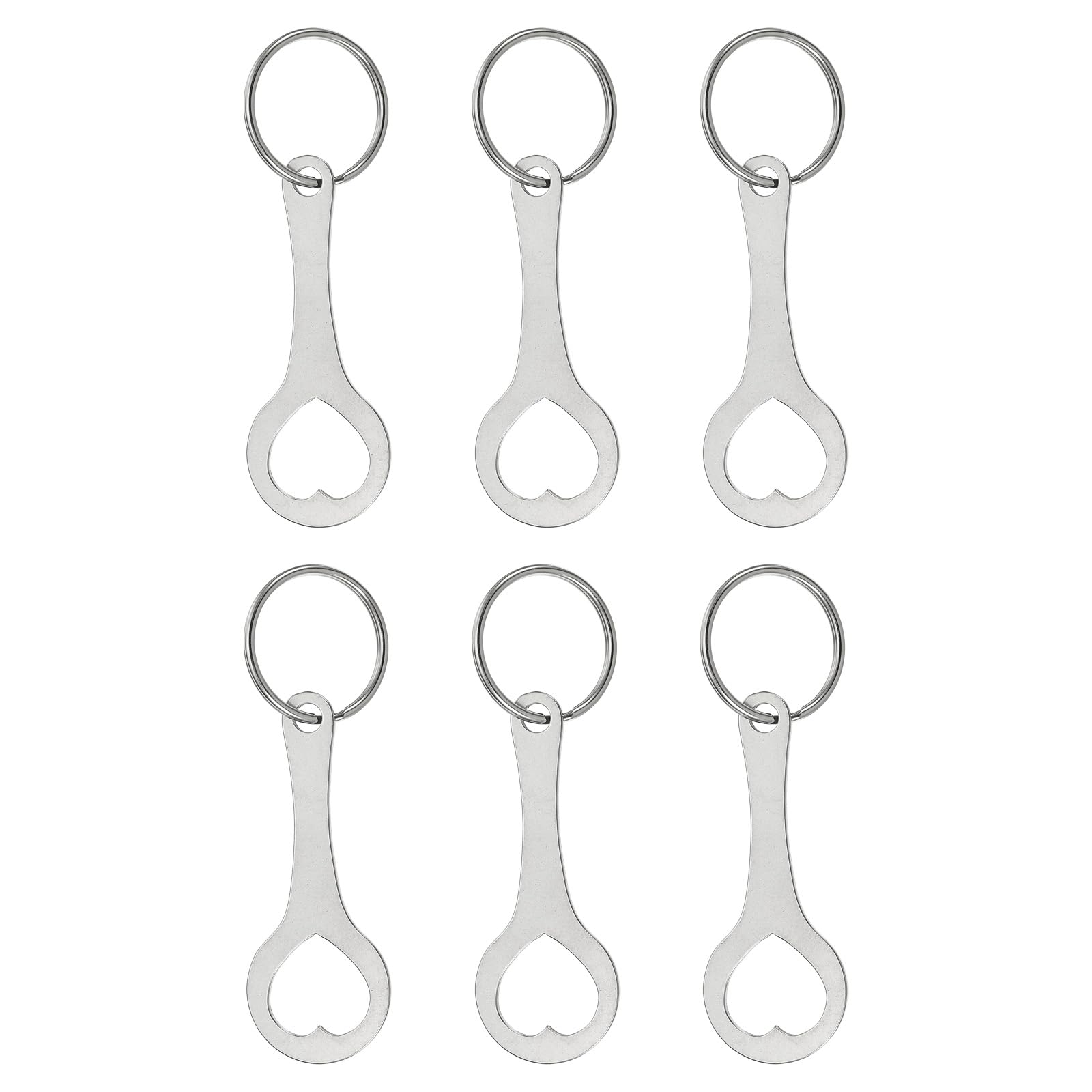 PATIKIL Shopping Trolley Token Key Ring, 6 Pack 2.3 Inch Stainless Steel Cart Remover Unlock Release Keychain for Grocery Shopping Carts, Silver Tone