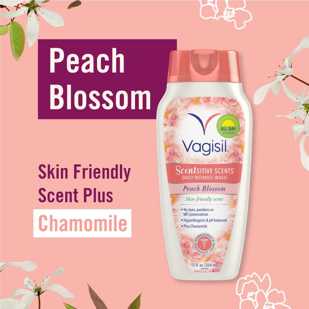 Vagisil Scentsitive Scents Daily Intimate Feminine Wash for Women, Gynecologist Tested, Peach Blossom, 12 Fluid Ounce: Health & Personal Care