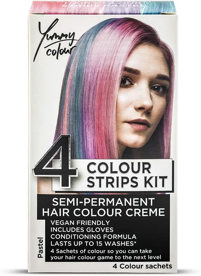 Stargazer Yummy Colour 4 Shade Semi-Permanent Hair Dye Strips Kit - Pastel
