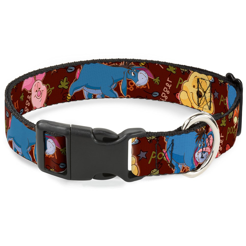 Buckle-Down Plastic Clip Collar - Winnie the Pooh Character Poses - 1" Wide - Fits 15-26" Neck - Large