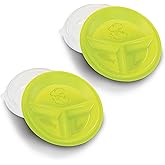 Rehabilitation Advantage 2-Pack Portion Control Plate with Snap-On Lid – 3 Marked Divided Sections – Microwave and Dishwasher Safe – Reusable & Durable