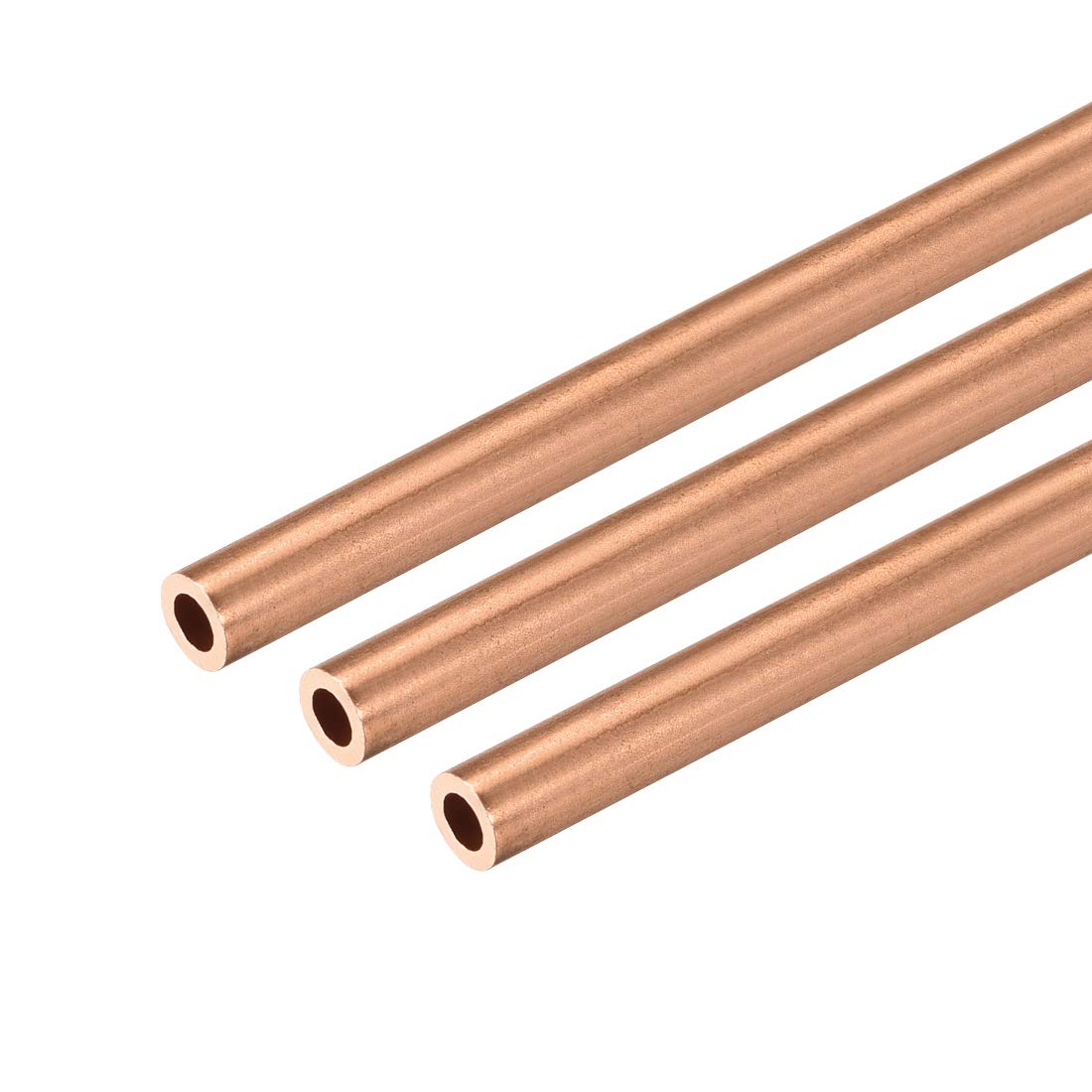 sourcing map Copper Round Tube, 5mm OD 1mm Wall Thickness 300mm Long Straight Pipe Tubing 3 Pcs