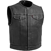 First Mfg Co - Lowside - Mens Motorcycle Biker Riding Canvas, Leather, Twill, Perforated Leather Vest