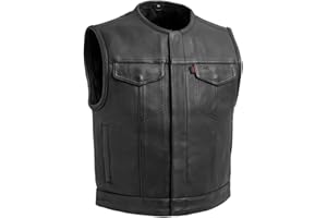 First Mfg Co - Lowside - Mens Motorcycle Biker Riding Canvas, Leather, Twill, Perforated Leather Vest