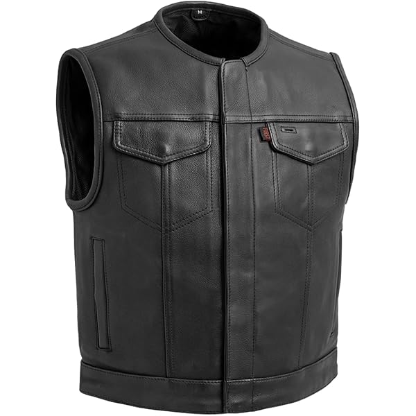 Men's Biker Leather Vest – SWAT Style With Zipper & Stripes, Sizes S To 3XL