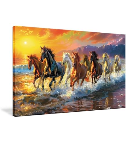 Feng Shui Acht Pferde Leinwandbild – 91,4 X 50,8 Cm, Für Glück, Reichtum & Positive Energie