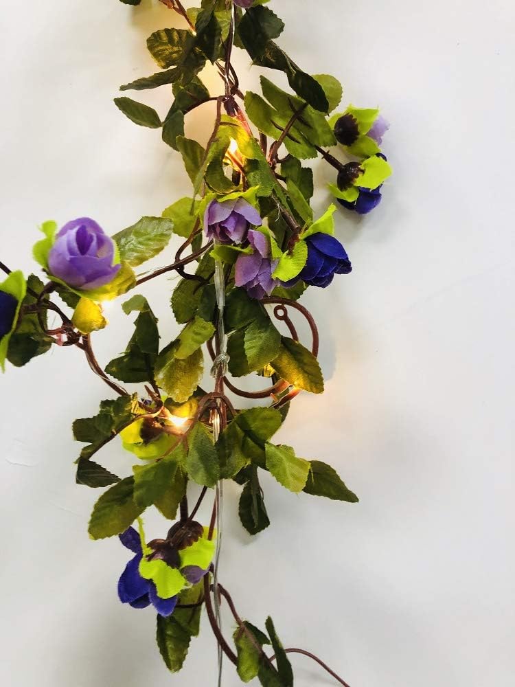 20 LED Rose Flower Leaf Garland String Lights Battery Operated Romantic Fairy Lights for Valentine's Day, Wedding - Image 3