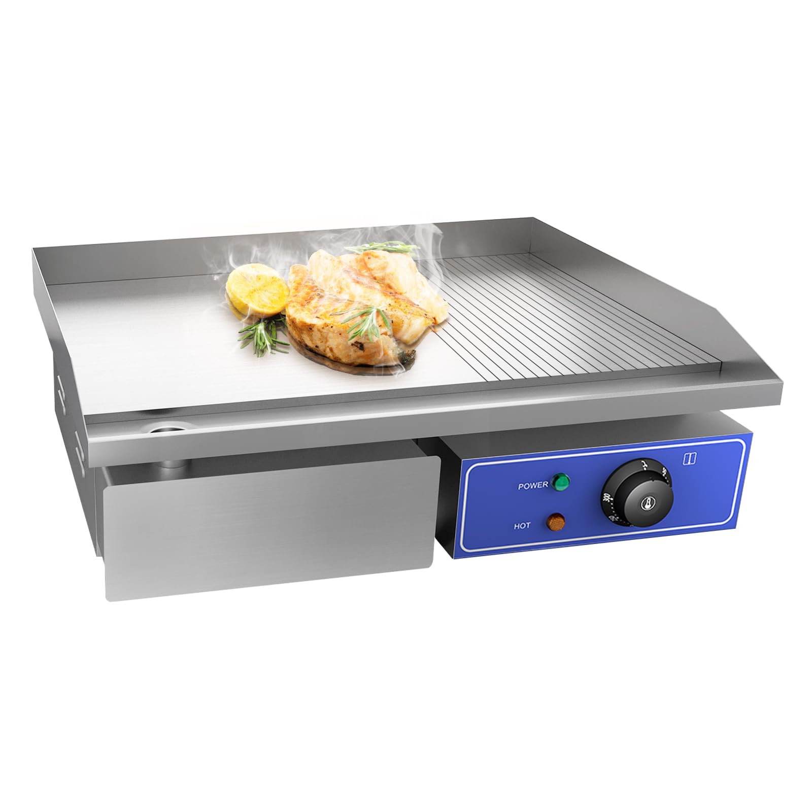 MOOTACO Electric Countertop Griddle, Stainless Steel Electric Griddle, Nonstick Countertop Hot Plate Commercial BBQ Grill, 220~240V 3000W, 55 x 43 x 21cm