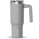Hydrapeak Voyager 32oz Insulated Tumbler with Handle &amp; 2-in-1 Lid, Leak-Proof Stainless-Steel Travel Tumbler, Cupholder Friendly Reusable Water Bottle Built for Work, Gym, or Class Commute (Grey)