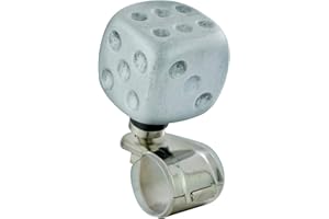 Lunsom Steering Wheel Spinner, Dice Shape Car Turning Wheel Knob Suicide Power Handle Driving Aid Turning Control Helper Fit Most Vehicle, Trucks (Silver)