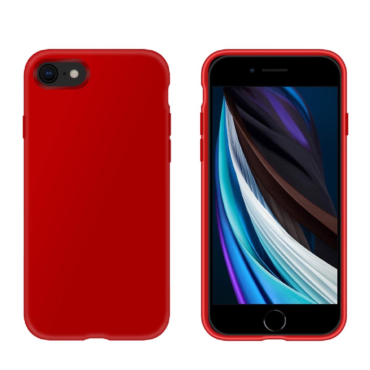 PETERONG Premium Liquid Silicone Case for 2020 iPhone SE, Full Body Protection Cover Shockproof Protective Back Case Gel Rubber Case Cover for iPhone 7/ iPhone 8 / iPhone SE(2020) 4.7inch(Red)