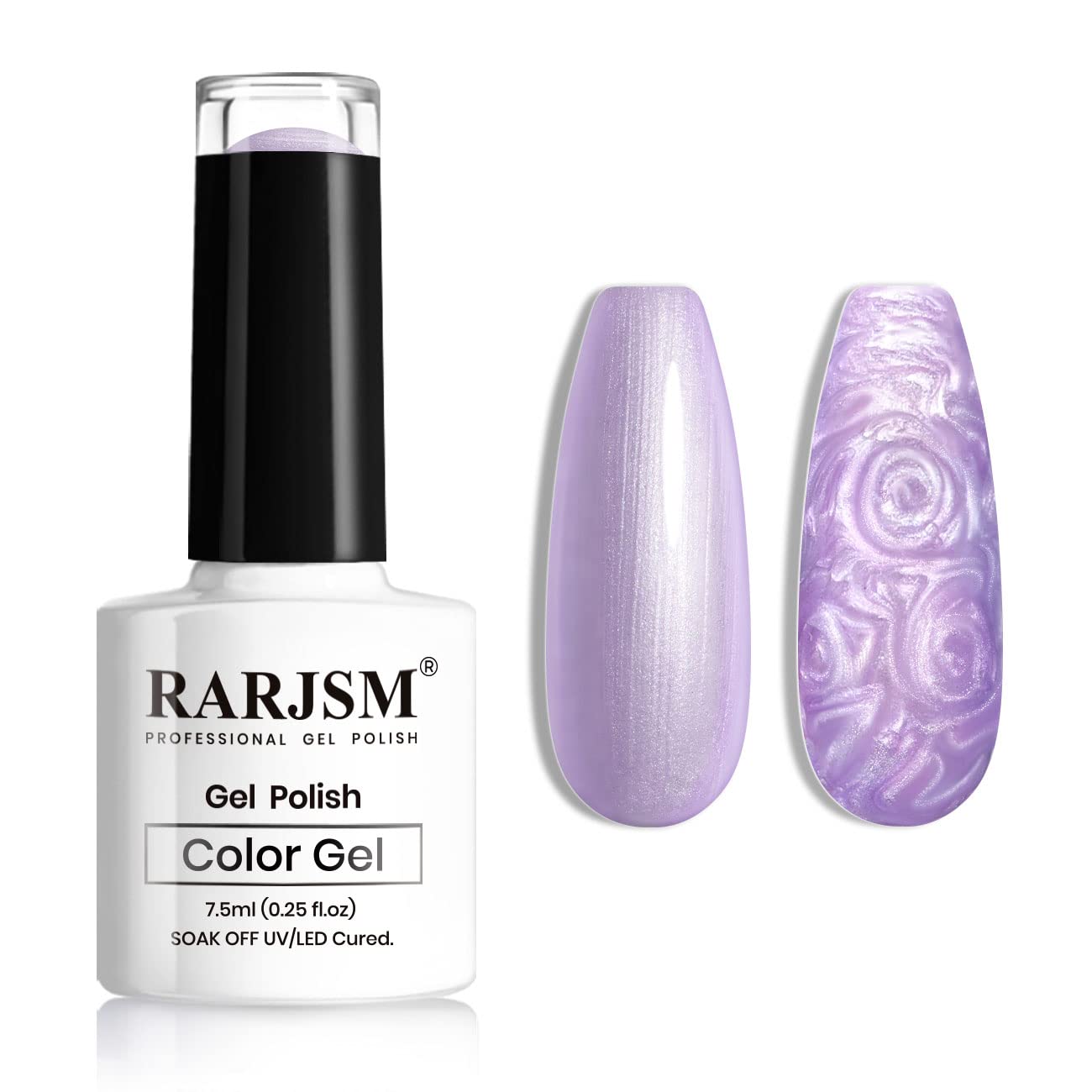 RARJSM Pearl Shell Gel Nail Polish Spiral Light Purple Shimmer Pearl Gelpolish 7.5ml Curing Required Soak Off Glimmer LED UV Gel Nail Gel for Manicure Nail Art Design DIY at Home Salon