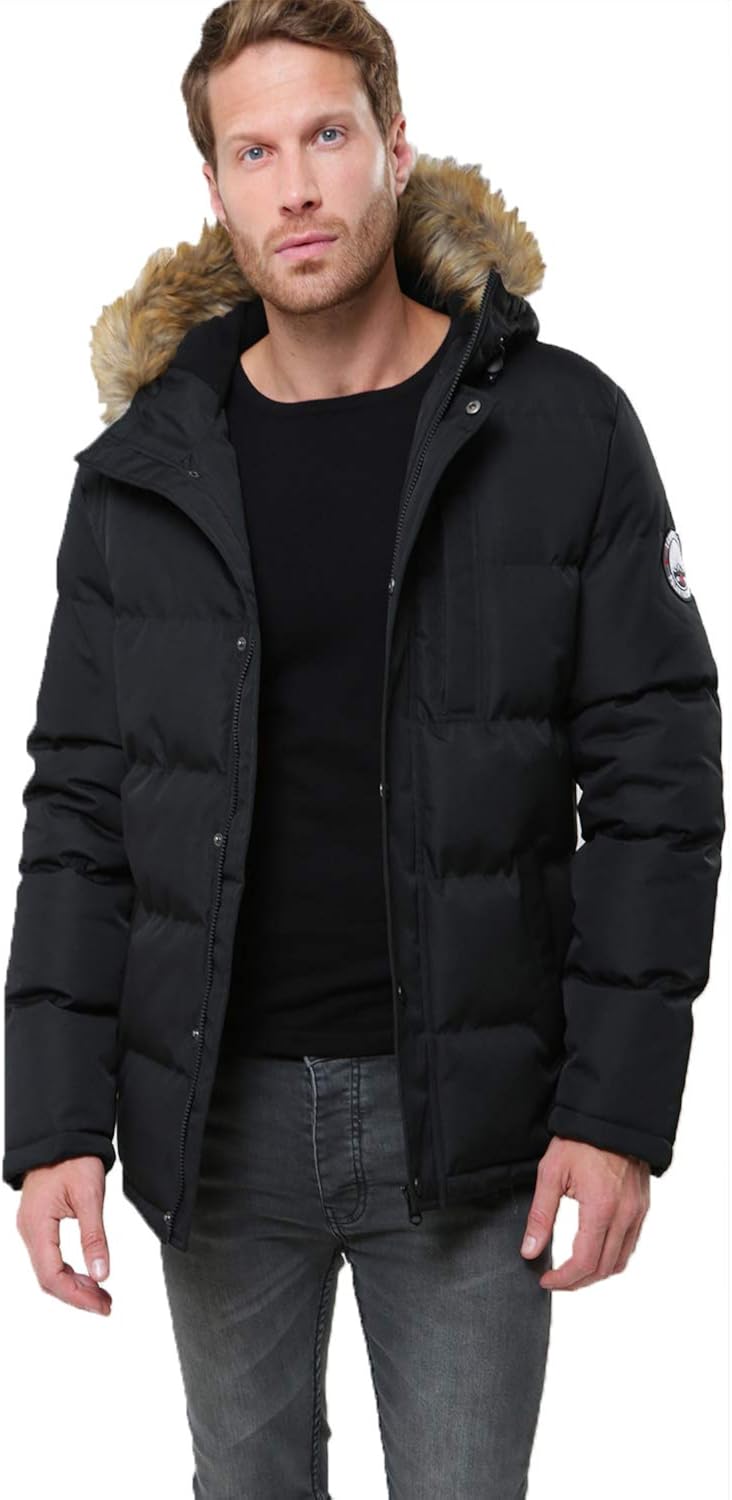 Threadbare Mens Rainer Padded Jacket Black XX Large Amazon.co.uk