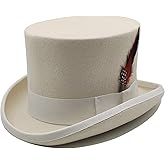 Willheoy Wool Top Hat for Men Satin Lined Topper Hat Black Mens Tall Tophat Christmas Costume Cap