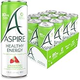 ASPIRE® Strawberry Watermelon, Healthy Energy Drink 80mg Natural Caffeine, Zero Sugar No Carbs Keto Friendly, 12 Pack Green Tea Sugar Free Drink Low Caffeine Zero Calorie