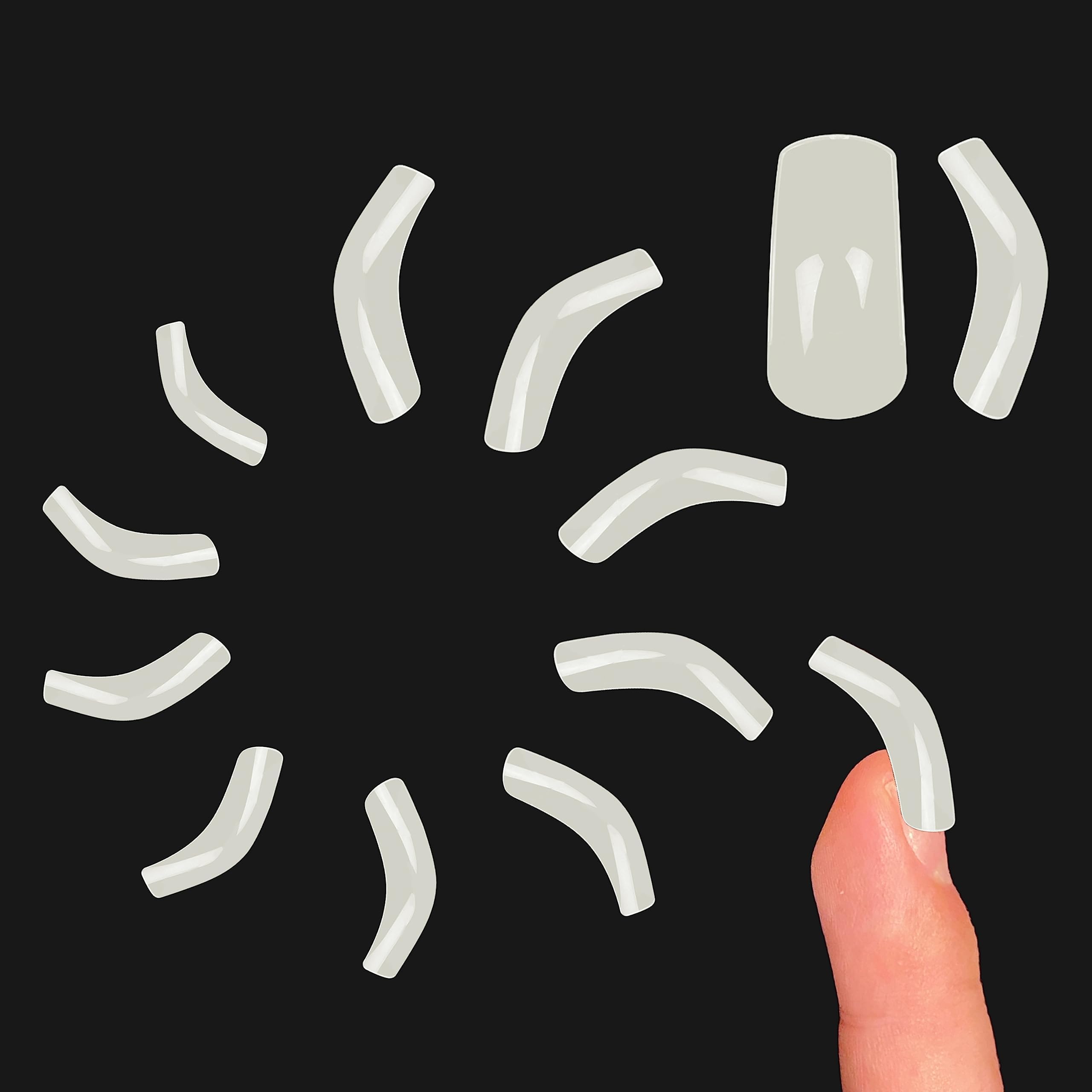 NOVO OVO Halloween 500 pcs Hawk Curved Eagle Claw Natural Extra Super Extreme Deep Curve Half Cover Short Square Tapered False Nail Extension Tips Acrylic Nail 10 Sizes Bag Packaging Art Salon DIY — image 1