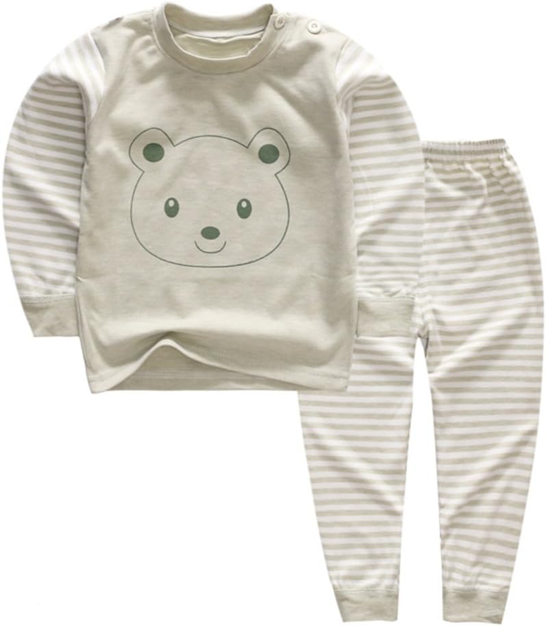 YANWANG 100% Organic Cotton Baby Boys Girls Pajamas Set Long Sleeve Sleepwear(3M-6T)