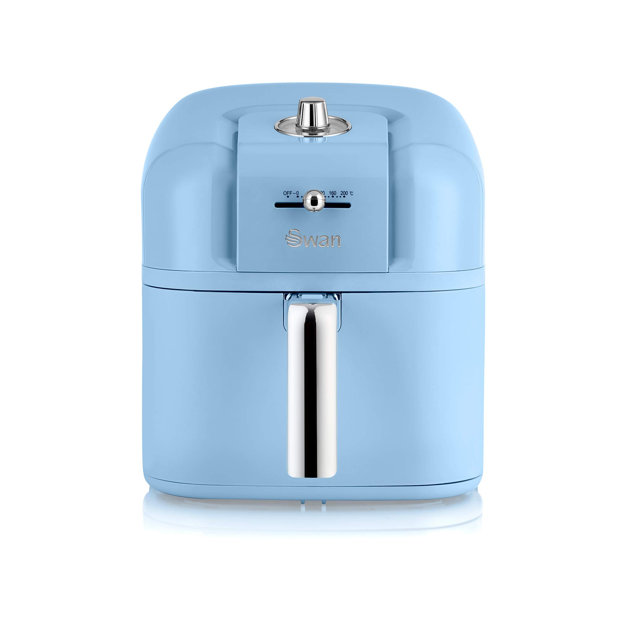 Swan SD10510BLN Retro 6L Manual Air Fryer with Rapid Air Circulation, Adjustable Temperature, 60 Minute Timer, 1800W Retro Blue