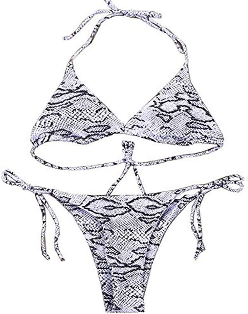 YAUASOPA Women Striped Triangle Bikini Sets Female Top Tie Side Bottom Padded Swimsuit