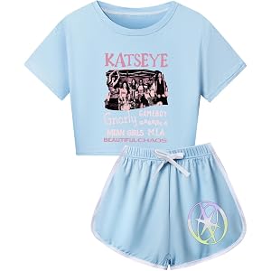 Chitoldeder Pop Girls Short T-Shirt and Shorts 2Pcs Outfit Yoga Set Graphic Music Fans Clothing Suit For 5-13Years