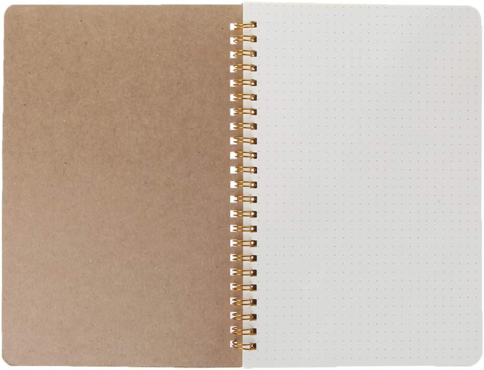 Meiqqm A5 Bullet Notebook Kraft Dot Grid Time Management Blank Book Spiral Journal Weekly Planner School Office Supplies (1)