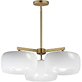 Maxim 26143WTNAB Glazed Chandelier, 3-Light E26 Medium Base, White/Natural Aged Brass (Bulbs NOT Included)