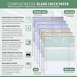 Compuchecks Blank Check Paper - 100 Pack - Computer