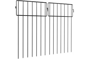 Adavin Black Animal Barrier Fence-24 Pack 12 in(L)X 15 in(H) No Dig Garden Decorative Fence 1.5" gap Rustproof Metal Dig Deterrent Panel Border for Dog Rabbits Ground Stakes Outdoor Patio,Total 24 Ft