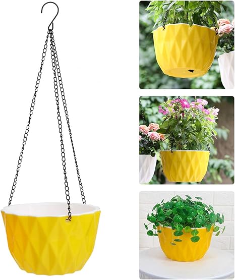 Amazon Co Jp Doitool 壁掛け植物バスケットプラスチック壁掛け多肉ポットフラワープランターホルダー用屋内屋外バルコニーガーデンイエロー ホーム キッチン