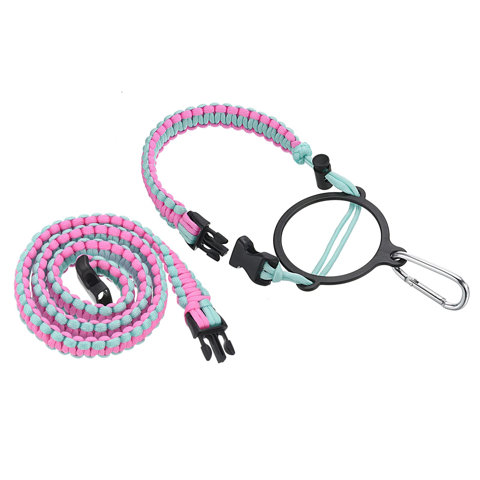 PATIKIL Water Bottle Holder, Paracord Handle Carrying Lanyard Strap Carrier with Ring for 12oz to 64oz Wide Mouth Bottles, Light Blue, Pink