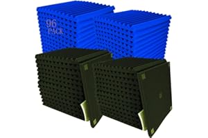 96 Pack Blue/black Absorb the echo Acoustic Foam Panel Wedge Studio Soundproofing Wall Tiles 12" X 12" X 1"