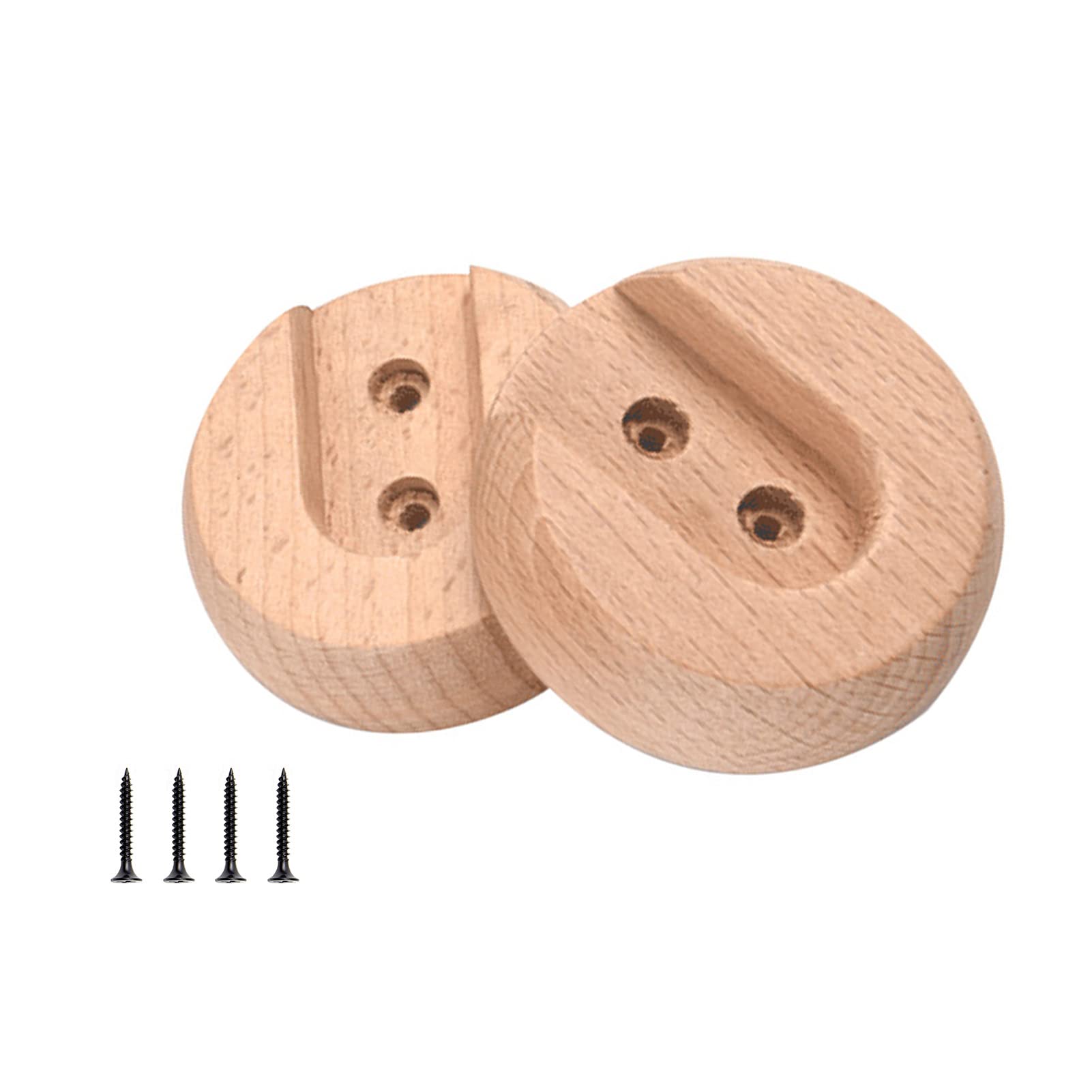 abodos Closet Pole Sockets, Wooden Heavy Duty Closet Rod End Supports Sockets Flange Rod Holder with Screws,U Shaped, for Wardrobe Bracket Shower Curtain Rod Flange Kit,2pcs