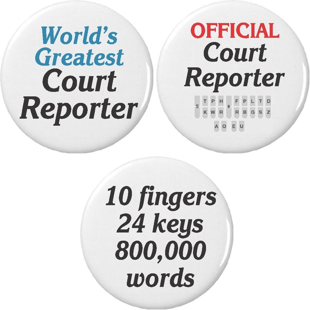 Set 3 Court Reporter Cute Humor Themed 2.25" Large Magnets Scopist Stenographer